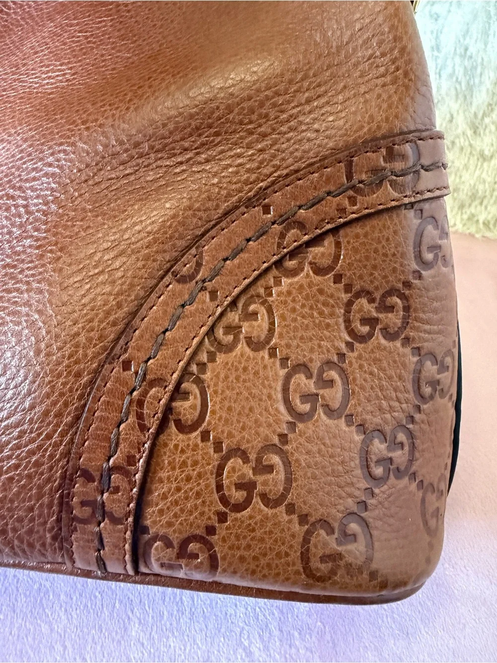 💯Auth! GUCCI Guccisimo Signoria Brown Leather Hobo Shoulder Bag w Gold Hardware - Picture 15 of 16